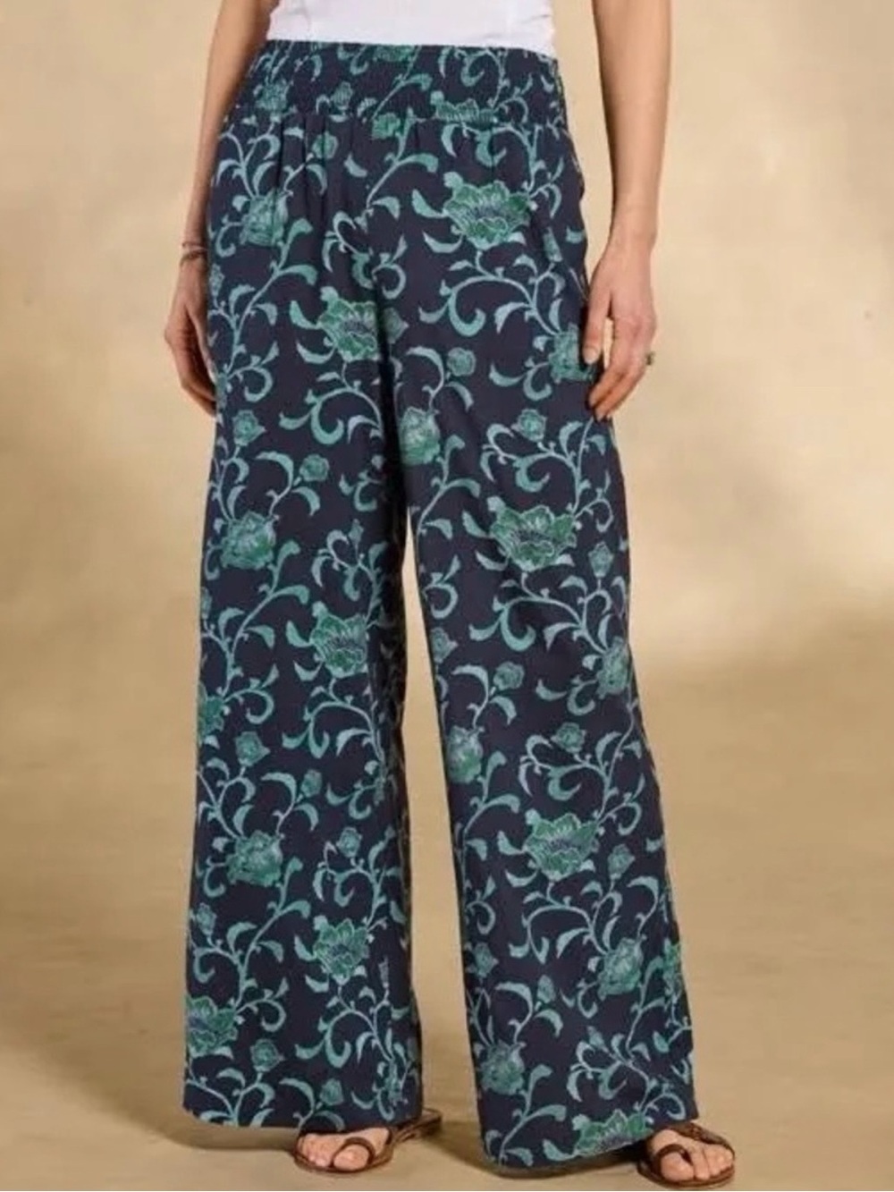 Sundance Himari Wide-Leg Pants in Navy & Teal Size Small